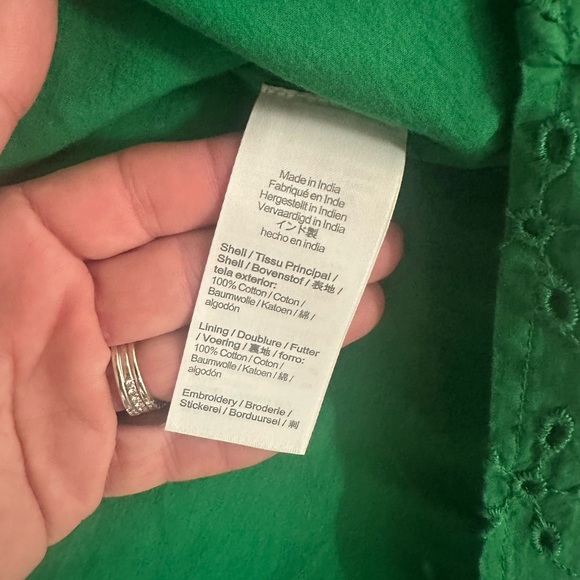 J Crew Factory Green Eyelet Blouse - Picture 4 of 7